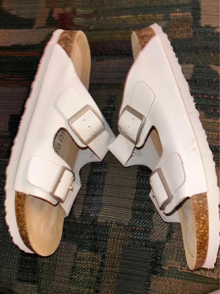 Project Cloud Venita White Leather Slide Sandals - NEW - SZ 9 ⚽️ - photo 2