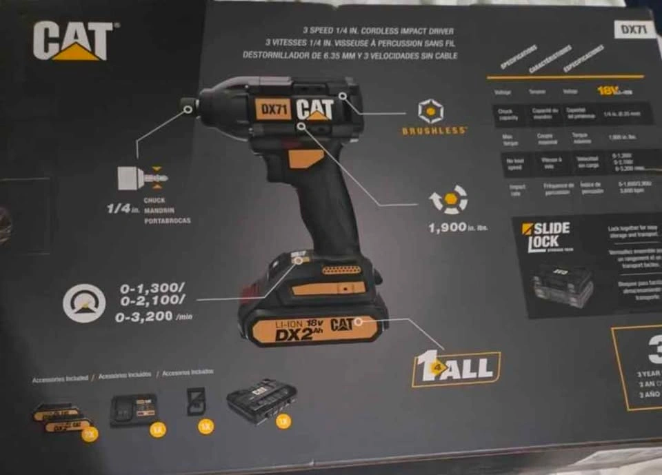 BRAND NEW DRILL - 2 Batteries CAT DX71 Cordless Impact Driver - photo 4