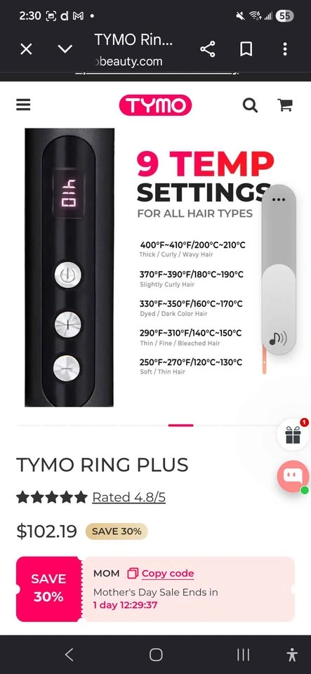 TYMO RING PLUS 6-in-1 Hair Straightening Comb - photo 2