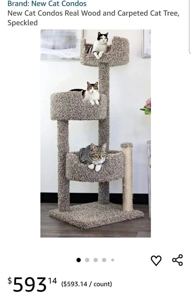 Cat Condos Real Wood and Carpeted Cat Tree