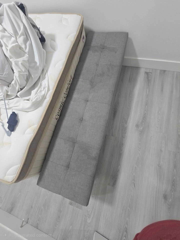 Grey Upholstered Queen Bed Frame with Box spring - photo 2