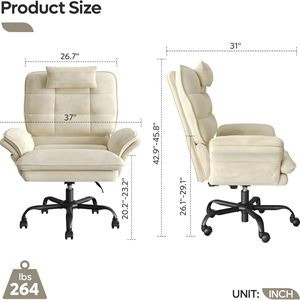 Executive Office Chair, Ergonomic Chair with Flip-up Arms, 135° - photo 4