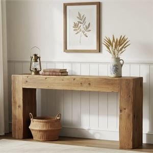 63-Inch Solid Wood Console Table - photo 2