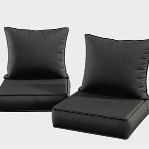 Outdoor Chair Cushions Set of 2 Black