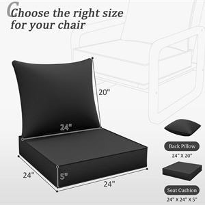 Outdoor Chair Cushions Set of 2 Black - photo 2