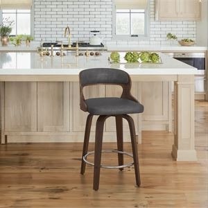 26" Grey Carylon Swivel Upholstered Counter Stool - photo 2