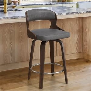 26" Grey Carylon Swivel Upholstered Counter Stool - photo 4