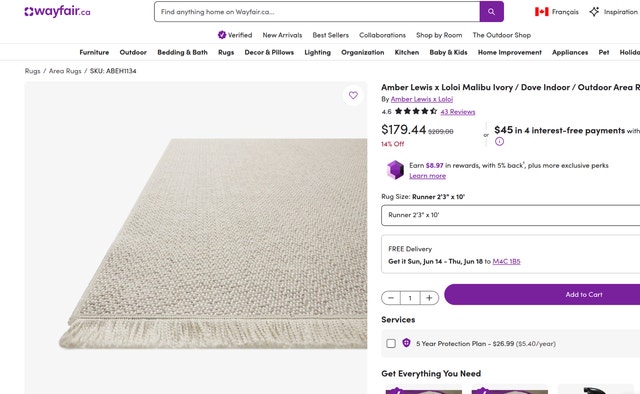 Runner rug 2'3" x 10' Amber Lewis x Loloi Malibu Ivory