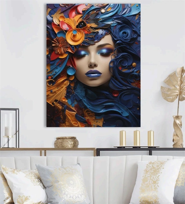 44" H x 34" W Jeesan Glam Harmonious Cubist Woman Photo