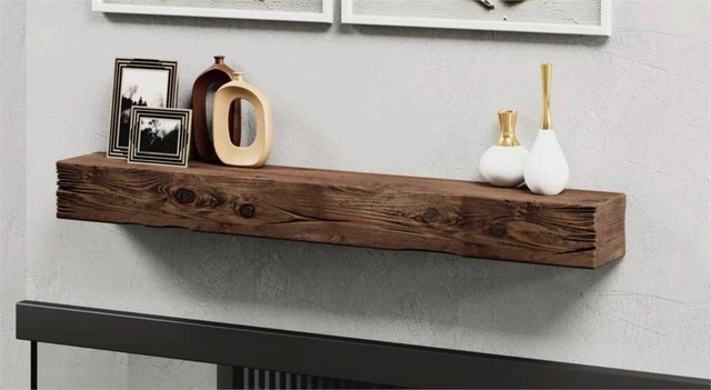 Distressed Fireplace Mantel, Rustic, Light Oak