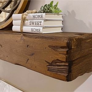 Distressed Fireplace Mantel, Rustic, Light Oak - photo 3