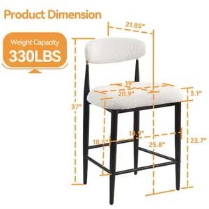 26 in. White Boucle Counter Height Bar Stool Set of 2 - photo 3