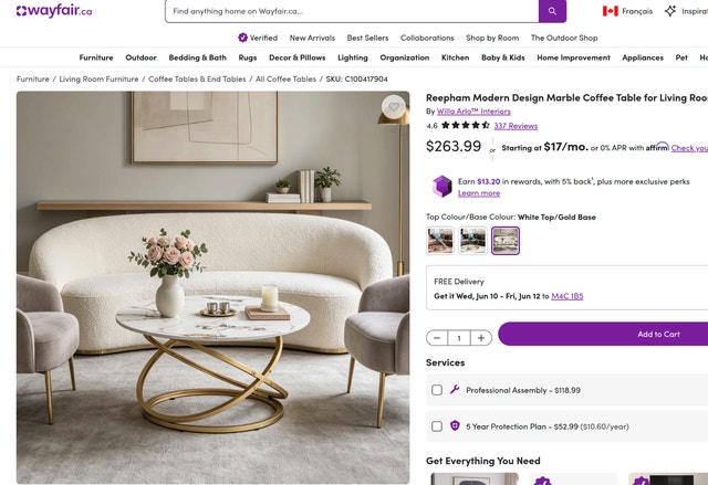 Reepham Modern Design Marble Coffee Table for Living Room