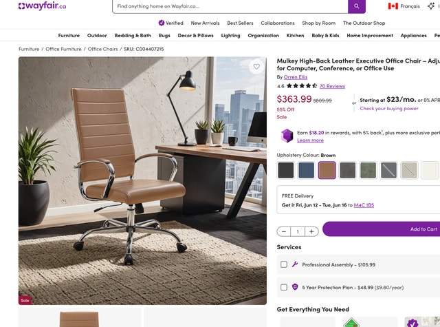 Mulkey High-Back Leather Executive Office Chair