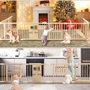 24" H x 56" W x 56" D Wooden Baby Playpen with Educational Toys - photo 3