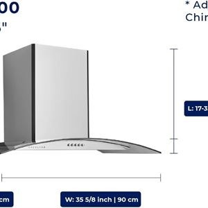 Hauslane Wall Mount 36" Range Hood - Stainless Steel & Glass - photo 3