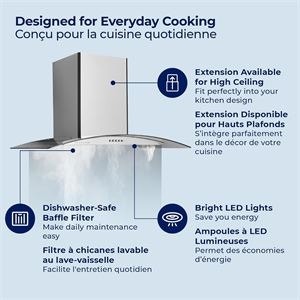 Hauslane Wall Mount 36" Range Hood - Stainless Steel & Glass - photo 4