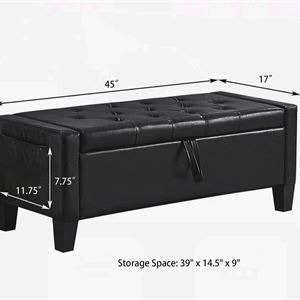 Storage Ottoman Bench with Safety Hinge, Upholstered Entryway - photo 2