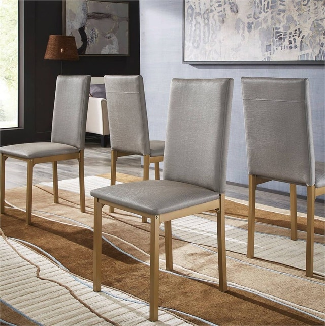Darcy Gold Metal and Grey Dining Chair (Set of 4)