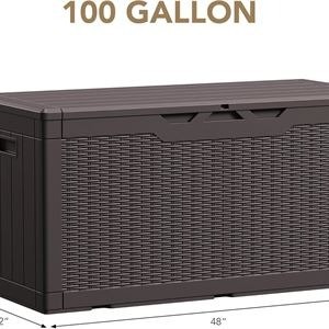 Devoko 100 Gallon Waterproof Large Resin Deck Box - photo 4
