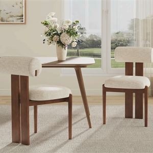 Modern Upholstered Dining Chairs with Solid Wood Legs (Set of 2) - photo 2