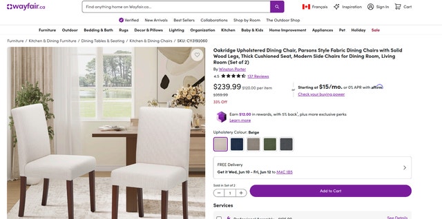 Upholstered Dining Chair, Parsons Style Fabric Dining Chairs