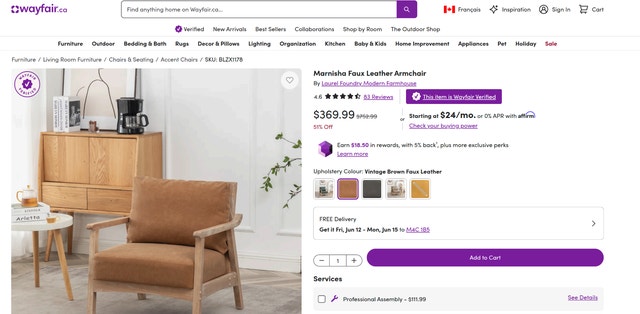 Marnisha Faux Leather Armchair Brown