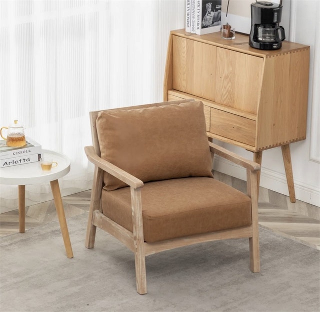 Marnisha Faux Leather Armchair Brown - photo 2