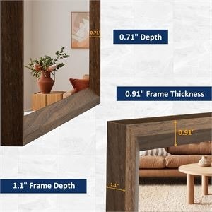 Walnut Bathroom Mirror 24x36 in, Walnut Wood Grain Framed Mirror - photo 3