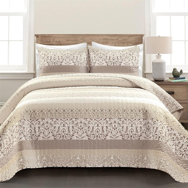 Queen Lush Decor Boho Stripe Reversible Cotton Quilt 3-Piece Set - photo 2
