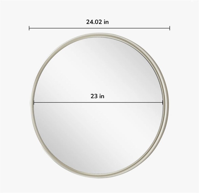 24" Aluminum Alloy Framed Tempered Glass Round Mirror - photo 2