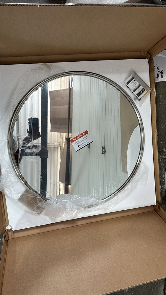 24" Aluminum Alloy Framed Tempered Glass Round Mirror - photo 4