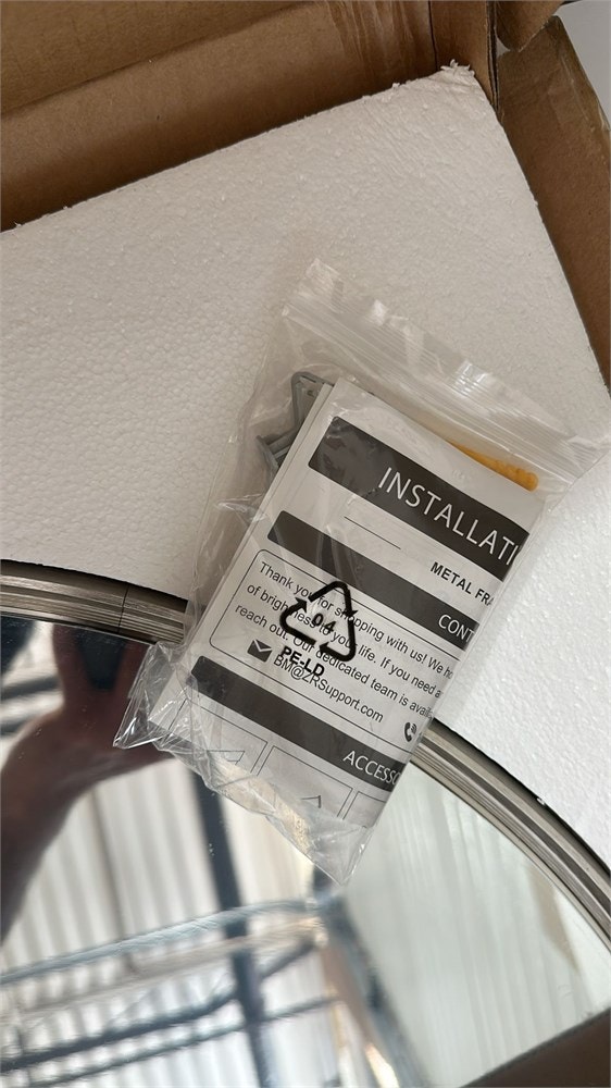 24" Aluminum Alloy Framed Tempered Glass Round Mirror - photo 5