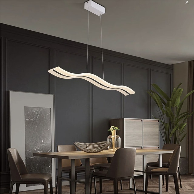 Lovice Modern LED Dimmable Pendant Light with Remote, Wavy - photo 2
