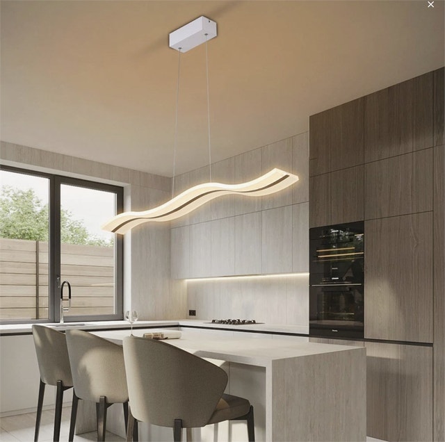 Lovice Modern LED Dimmable Pendant Light with Remote, Wavy - photo 3