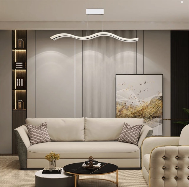 Lovice Modern LED Dimmable Pendant Light with Remote, Wavy - photo 4