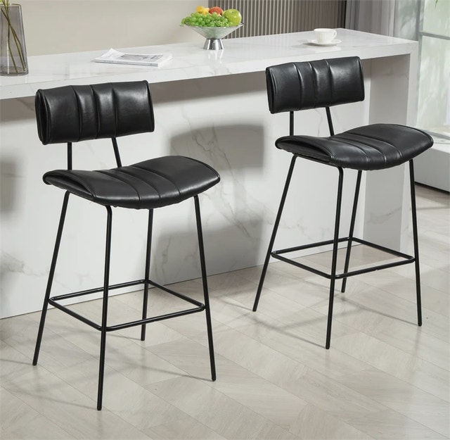 Set of 2 Palgrave Bar Stool with Black Metal Legs - photo 3