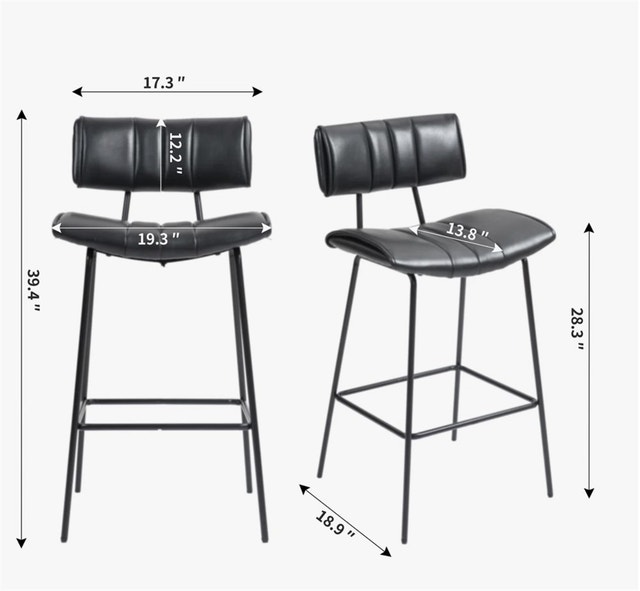 Set of 2 Palgrave Bar Stool with Black Metal Legs - photo 4