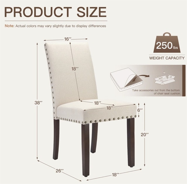 20'' H Linen Dining Chair - Upholstered Parsons Side Chair - photo 3