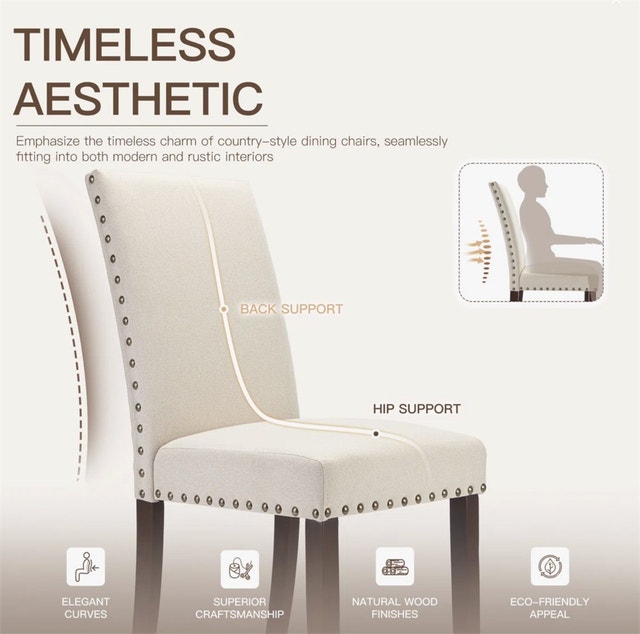 20'' H Linen Dining Chair - Upholstered Parsons Side Chair - photo 4