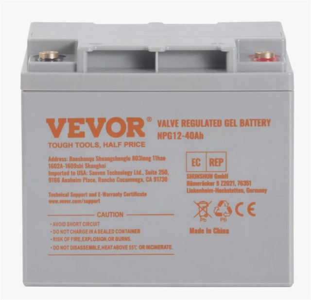 Deep Cycle Battery, 12V 40AH, AGM Marine Rechargeable Battery - photo 2