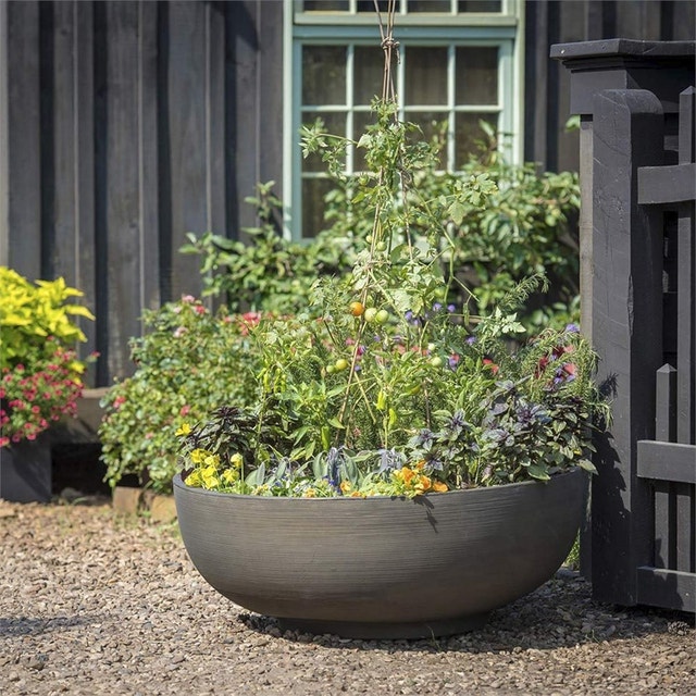 21" Orinoco Double Walled Plastic Planter Bowl Bronze - photo 3