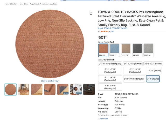 8' Pax Herringbone Textured Solid Round Area Rug