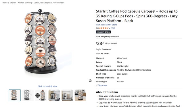 Starfrit Coffee Pod Capsule Carousel - Holds up to 35 K-Cup