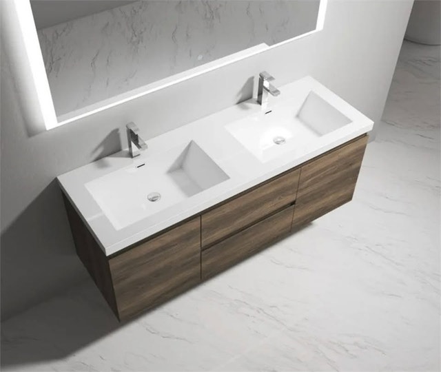 60 Inch Ebony Brown wall-mounted Vanity Cabinet ONLY! NO SINK - photo 3