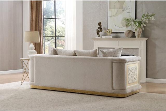 Lynlea Luxe Gold-Accent Textured Sofa in Neutral Tones - photo 2