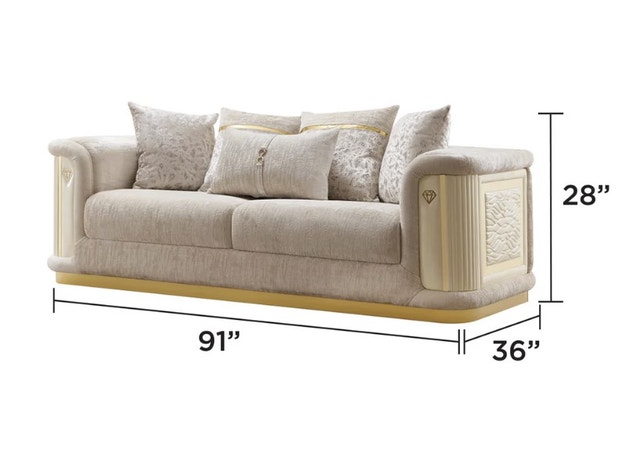 Lynlea Luxe Gold-Accent Textured Sofa in Neutral Tones - photo 3