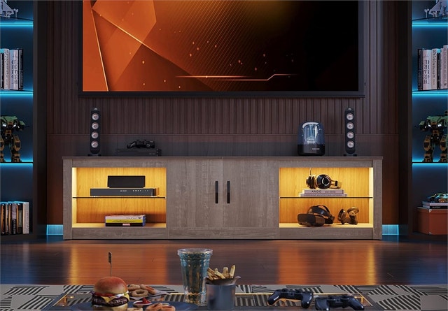 70" LED TV Stand for 75" TV, Gaming Entertainment Station - photo 4