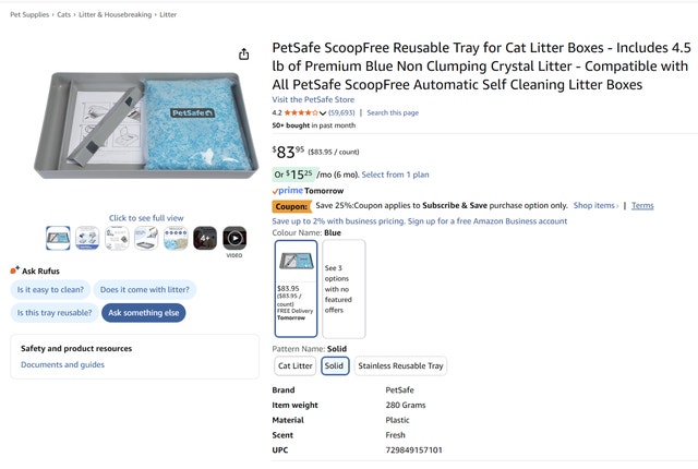 PetSafe ScoopFree Reusable Tray - Includes 4.5 lb of Premium