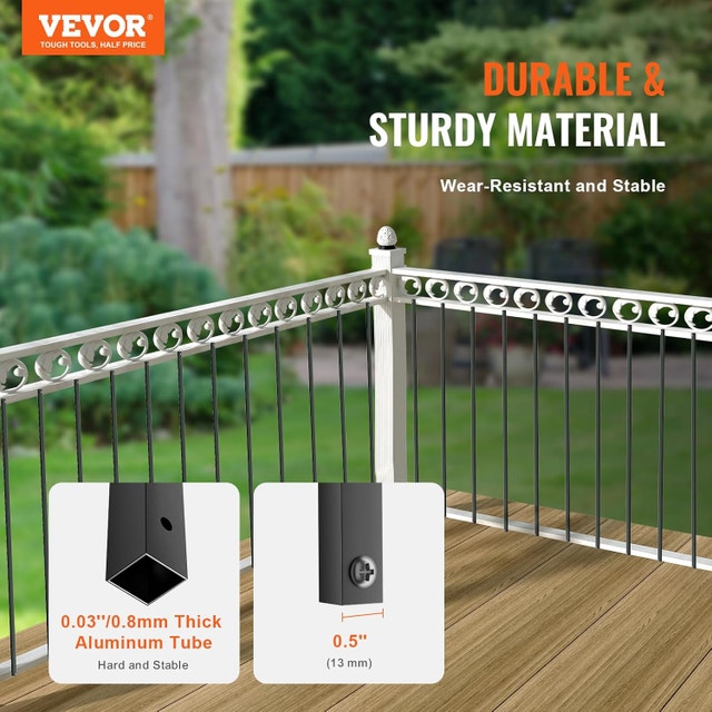 31 Pack, Staircase Metal Balusters, 44'' x 0.5'' Square Aluminum - photo 2